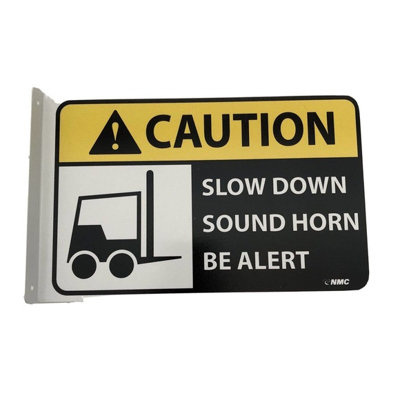 CAUTION SLOW DOWN SOUND HORN BE ALERT Warehouse Plastic Signs High Quality - Picture 1 of 4